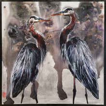 Load image into Gallery viewer, "Blue Heron Pair" Original Painting 24x24x2