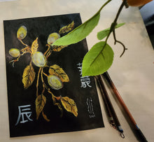 Load image into Gallery viewer, "Lemon Day" Original 9 x 12 Ink Painting