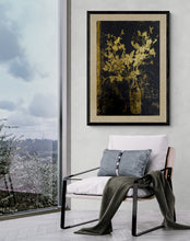 Load image into Gallery viewer, "Gold Brocade Vase and Blossoms" Floral Art Print