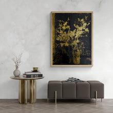 Load image into Gallery viewer, "Gold Brocade Vase and Blossoms" Floral Art Print