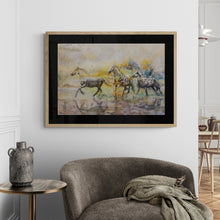Load image into Gallery viewer, "Sunrise Runners" Framed Print Beach Horses by London Wilde