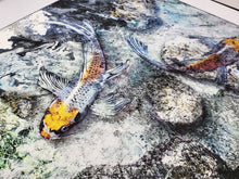 Load image into Gallery viewer, "Water Flow II" Koi Fish Art Framed Print 20 x 16