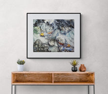 Load image into Gallery viewer, "Water Flow II" Koi Fish Art Framed Print 20 x 16