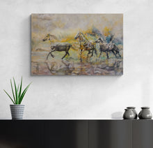 Load image into Gallery viewer, "Sunrise Runners" Canvas Print Beach Horses by London Wilde