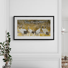 Load image into Gallery viewer, "Cranes in the Snow" Framed Art Print by London Wilde