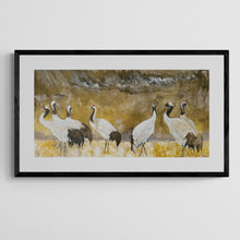 Load image into Gallery viewer, "Cranes in the Snow" Framed Art Print by London Wilde