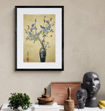 Load image into Gallery viewer, &quot;Blue and Red Flowers in Brocade Vase&quot; Original work on Paper
