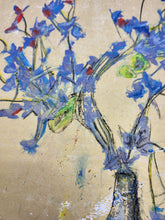 Load image into Gallery viewer, &quot;Blue and Red Flowers in Brocade Vase&quot; Original work on Paper
