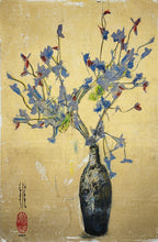 Load image into Gallery viewer, &quot;Blue and Red Flowers in Brocade Vase&quot; Original work on Paper
