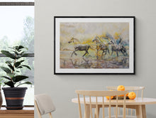 Load image into Gallery viewer, &quot;Sunrise Runners&quot; Framed Print Beach Horses by London Wilde
