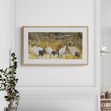 Load image into Gallery viewer, &quot;Cranes in the Snow&quot; Framed Art Print by London Wilde
